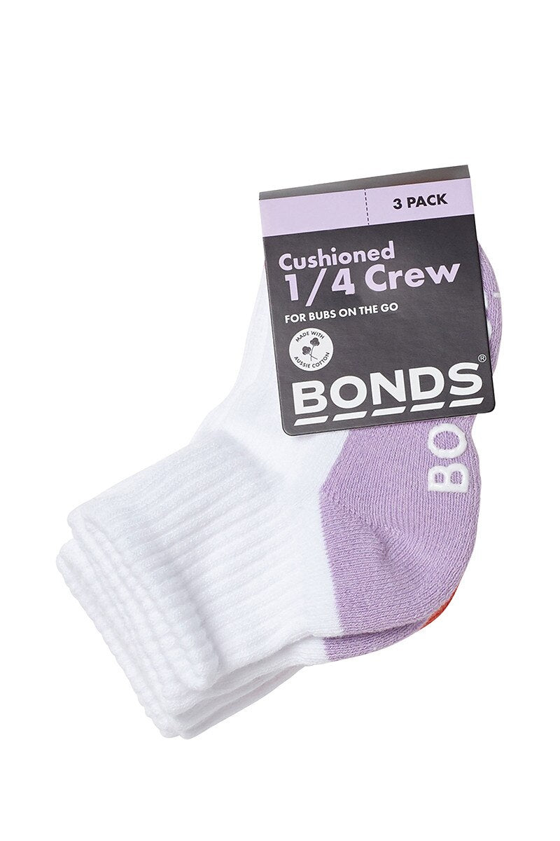 Cushioned Quarter Crew Socks 3 Pack